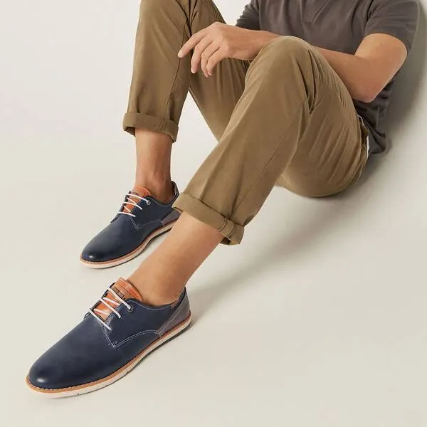 Pikolinos Jucar M4E-4104C1 Blue 3 Eyelet Shoe Made In Spain