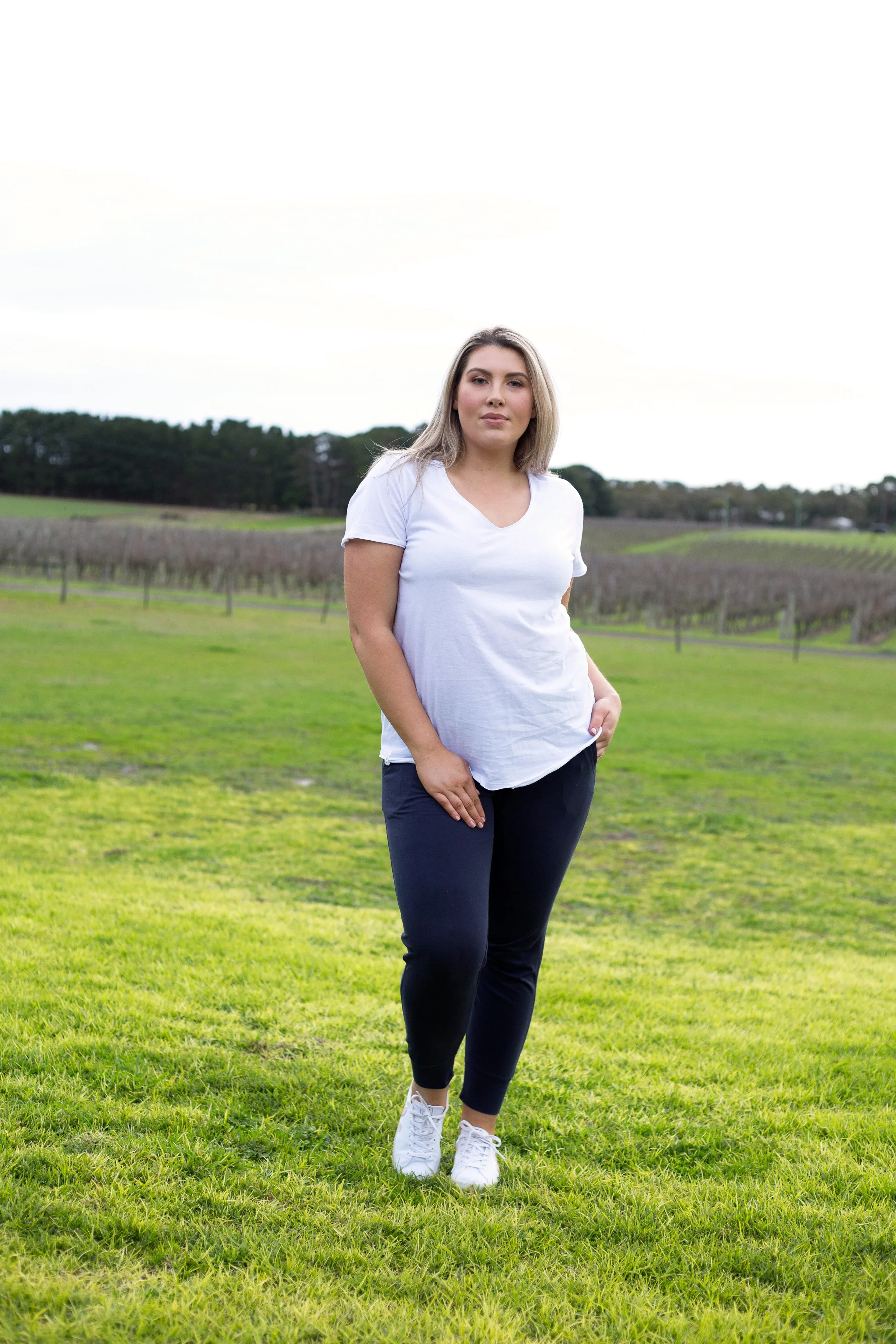 Plus Size V Neck Tee - White