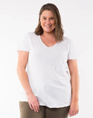 Plus Size V Neck Tee - White