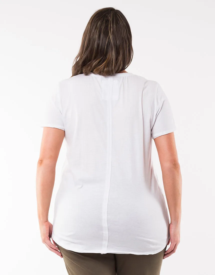 Plus Size V Neck Tee - White