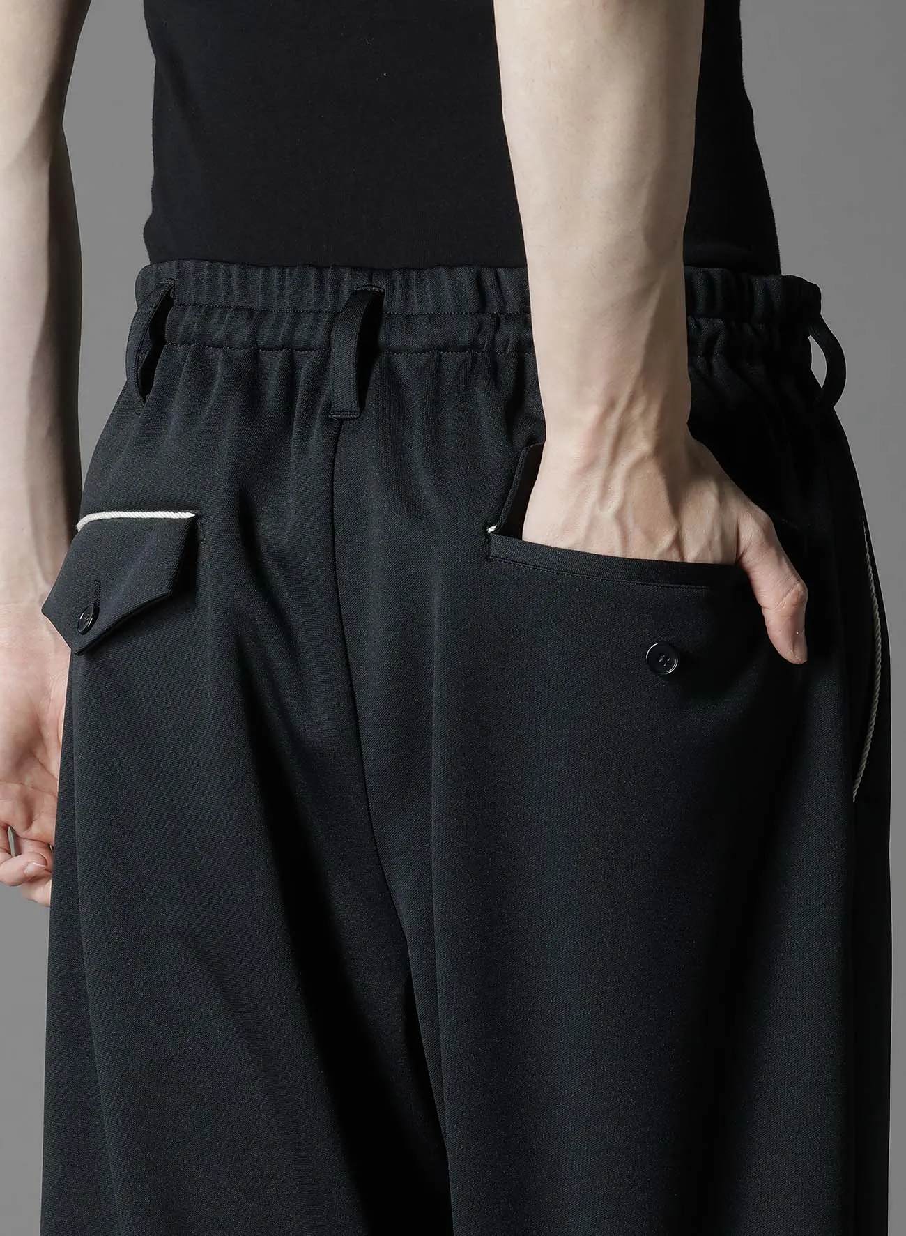 POLYESTER SMOOTH DOUBLE HEM RIB PANTS