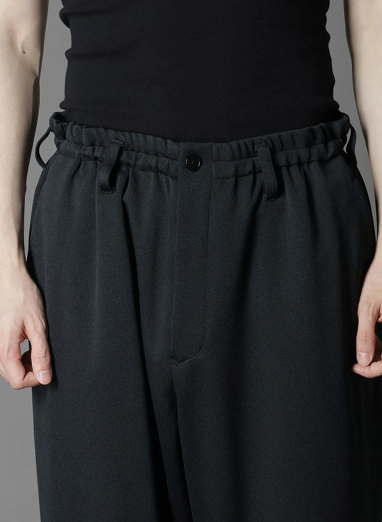 POLYESTER SMOOTH DOUBLE HEM RIB PANTS