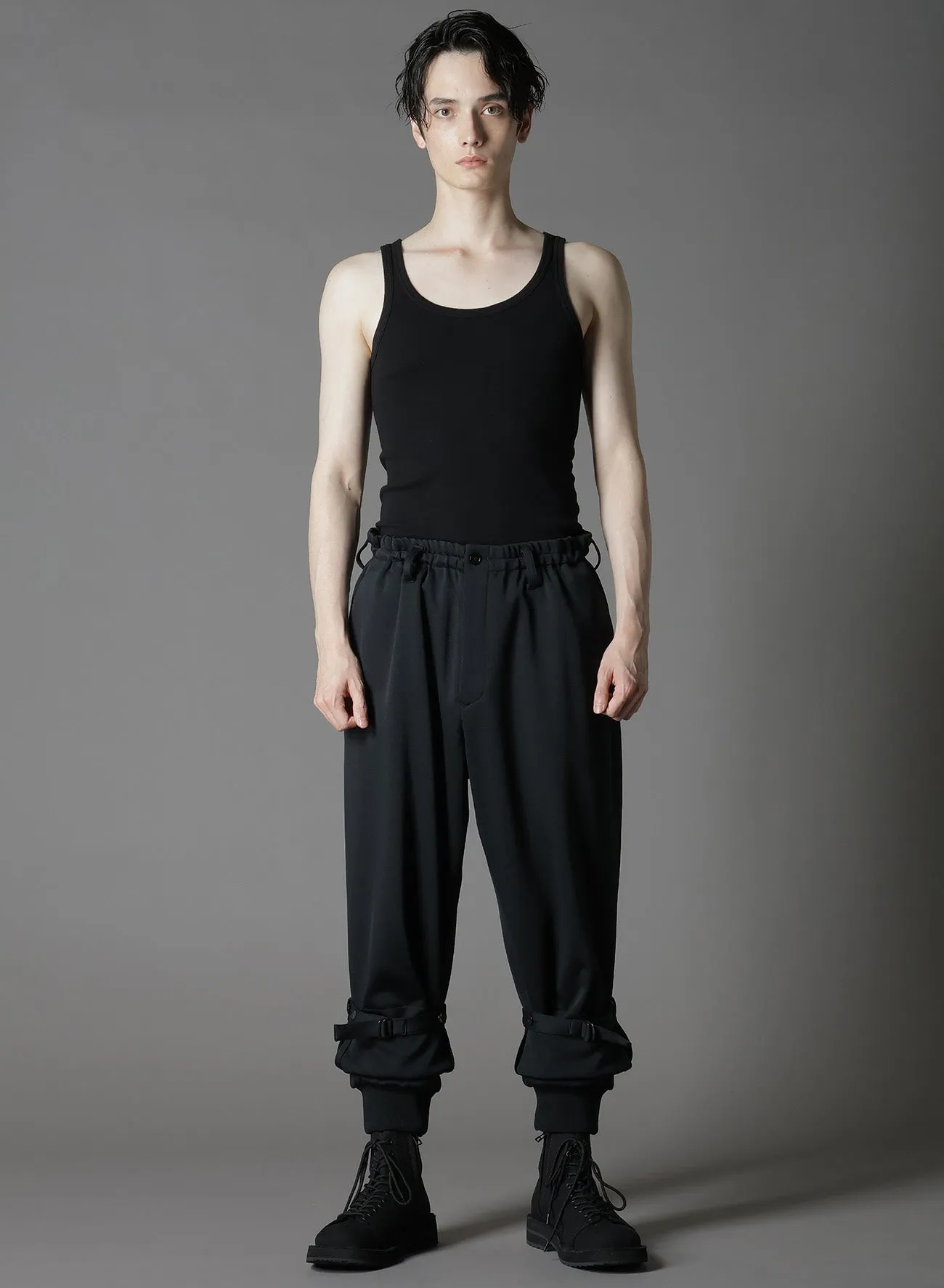 POLYESTER SMOOTH DOUBLE HEM RIB PANTS