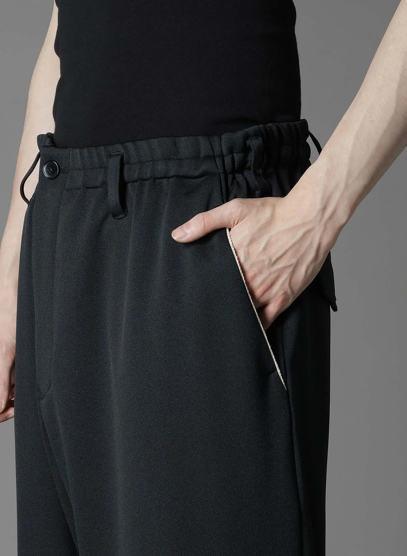POLYESTER SMOOTH DOUBLE HEM RIB PANTS