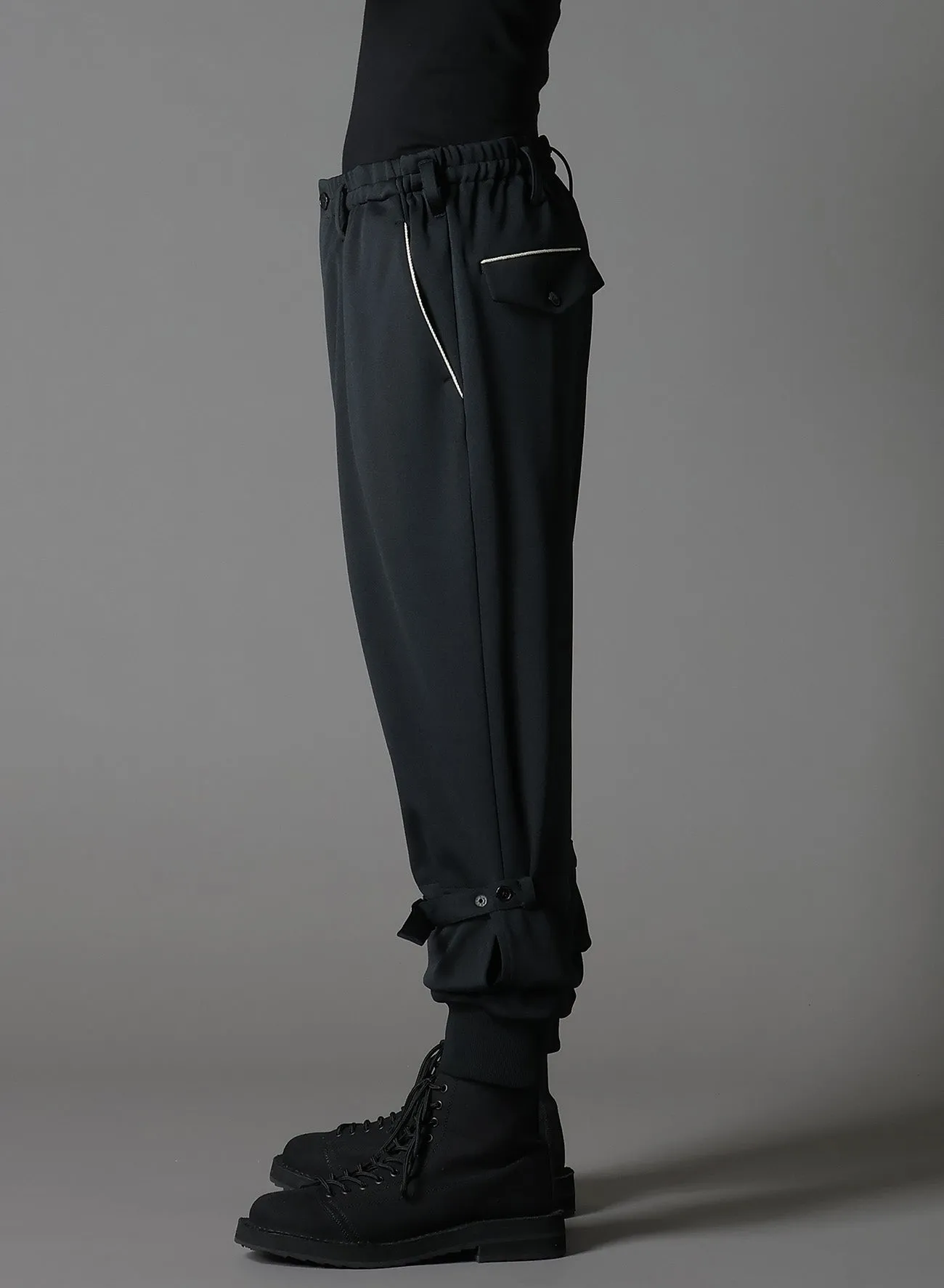 POLYESTER SMOOTH DOUBLE HEM RIB PANTS