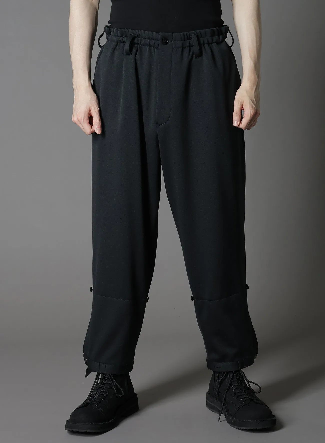 POLYESTER SMOOTH DOUBLE HEM RIB PANTS
