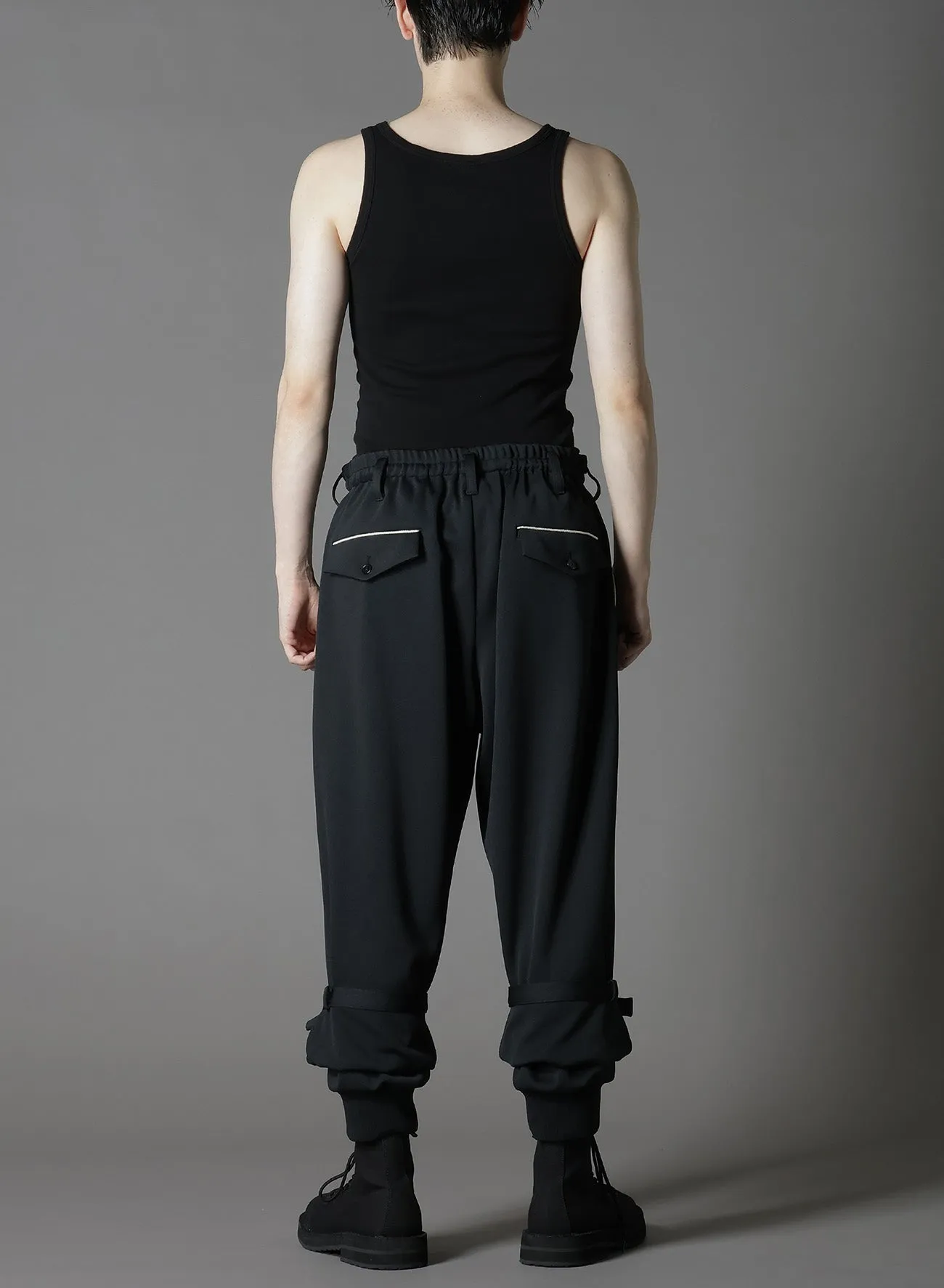 POLYESTER SMOOTH DOUBLE HEM RIB PANTS