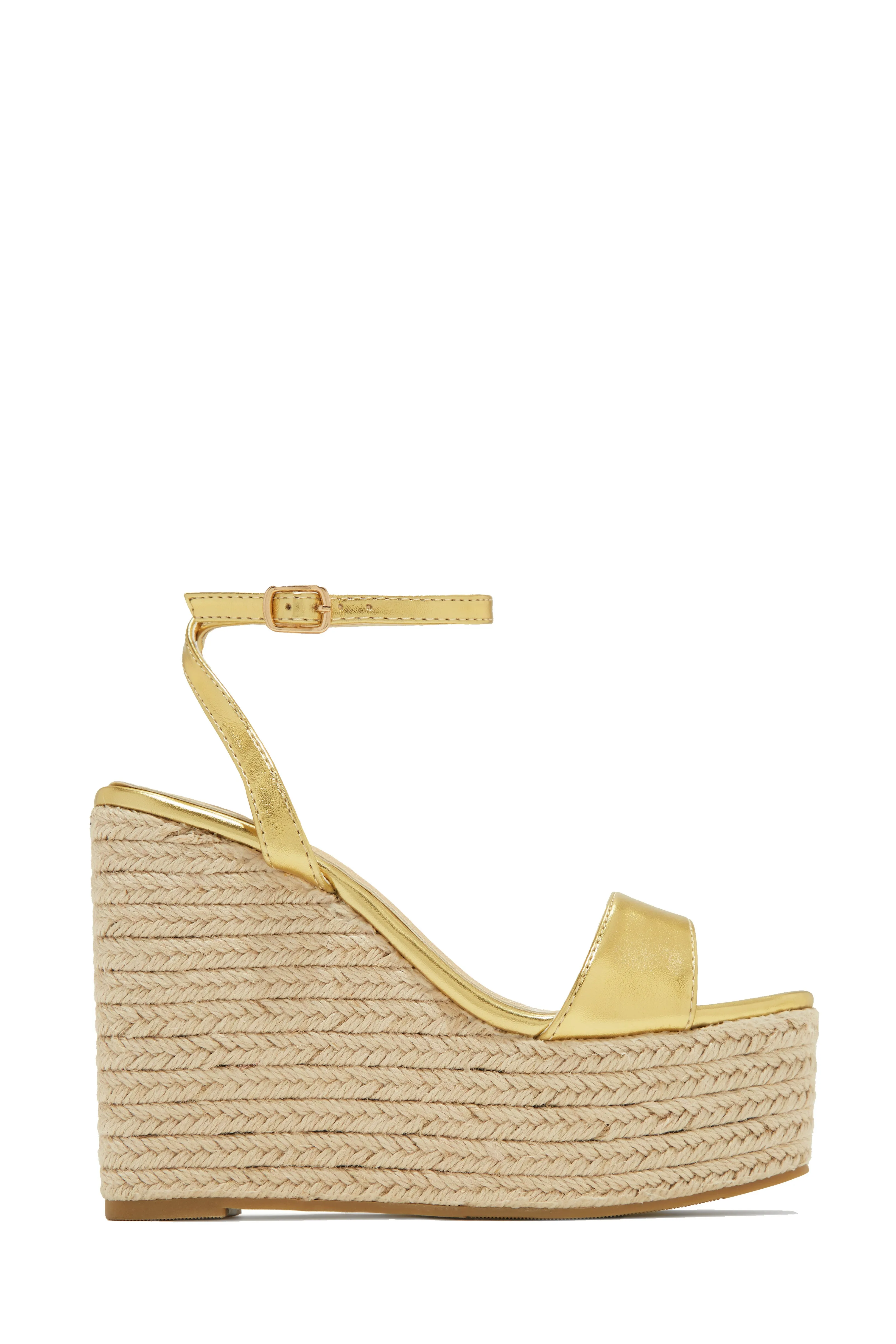 Poolside Espadrille Platform Wedges - Silver