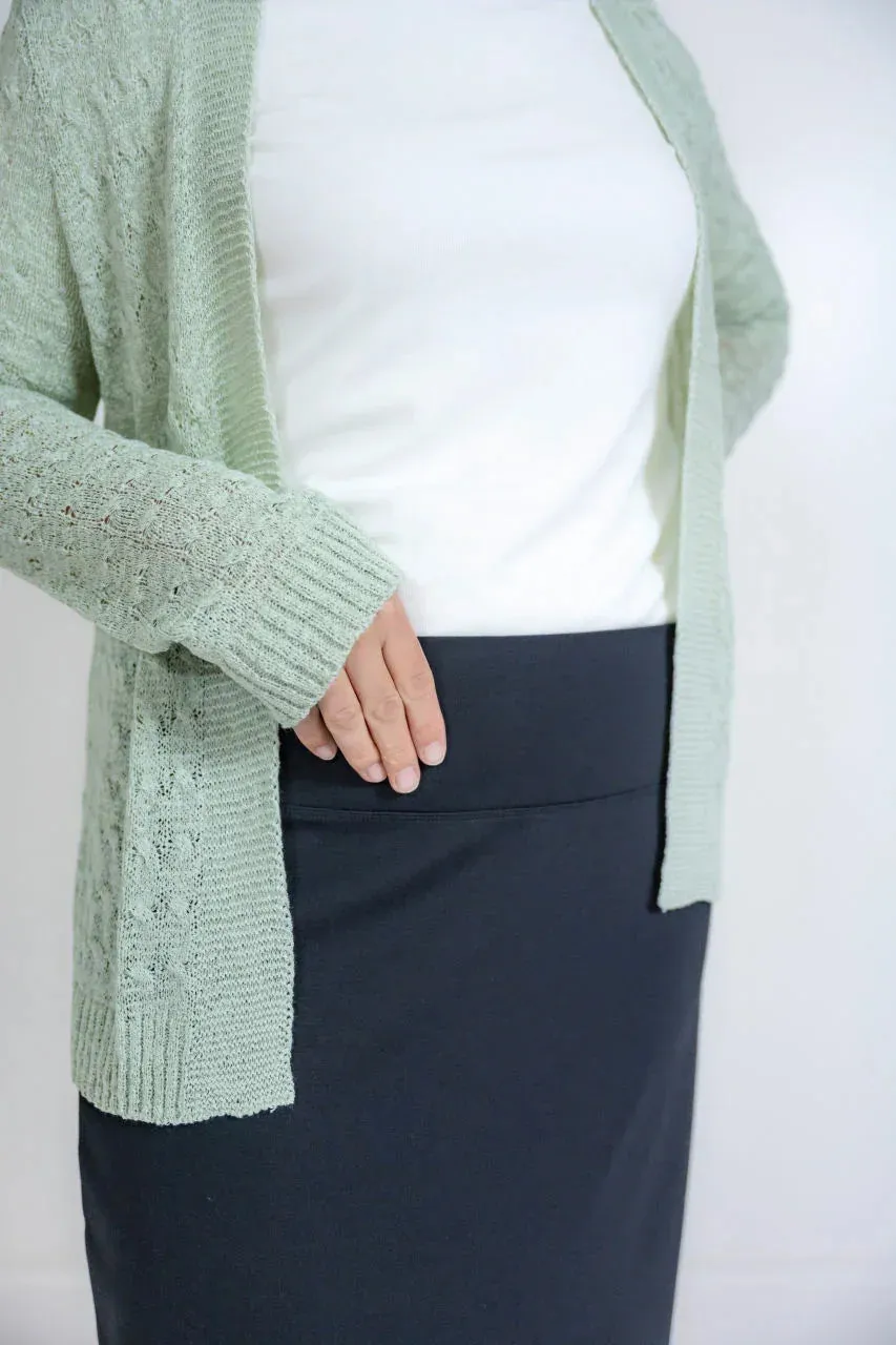 Quinn Knit Midi Skirt in Black