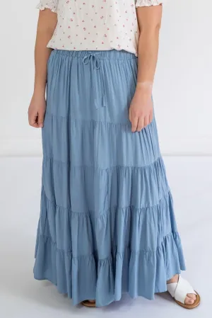 Raine Tiered Maxi Skirt in Cloud