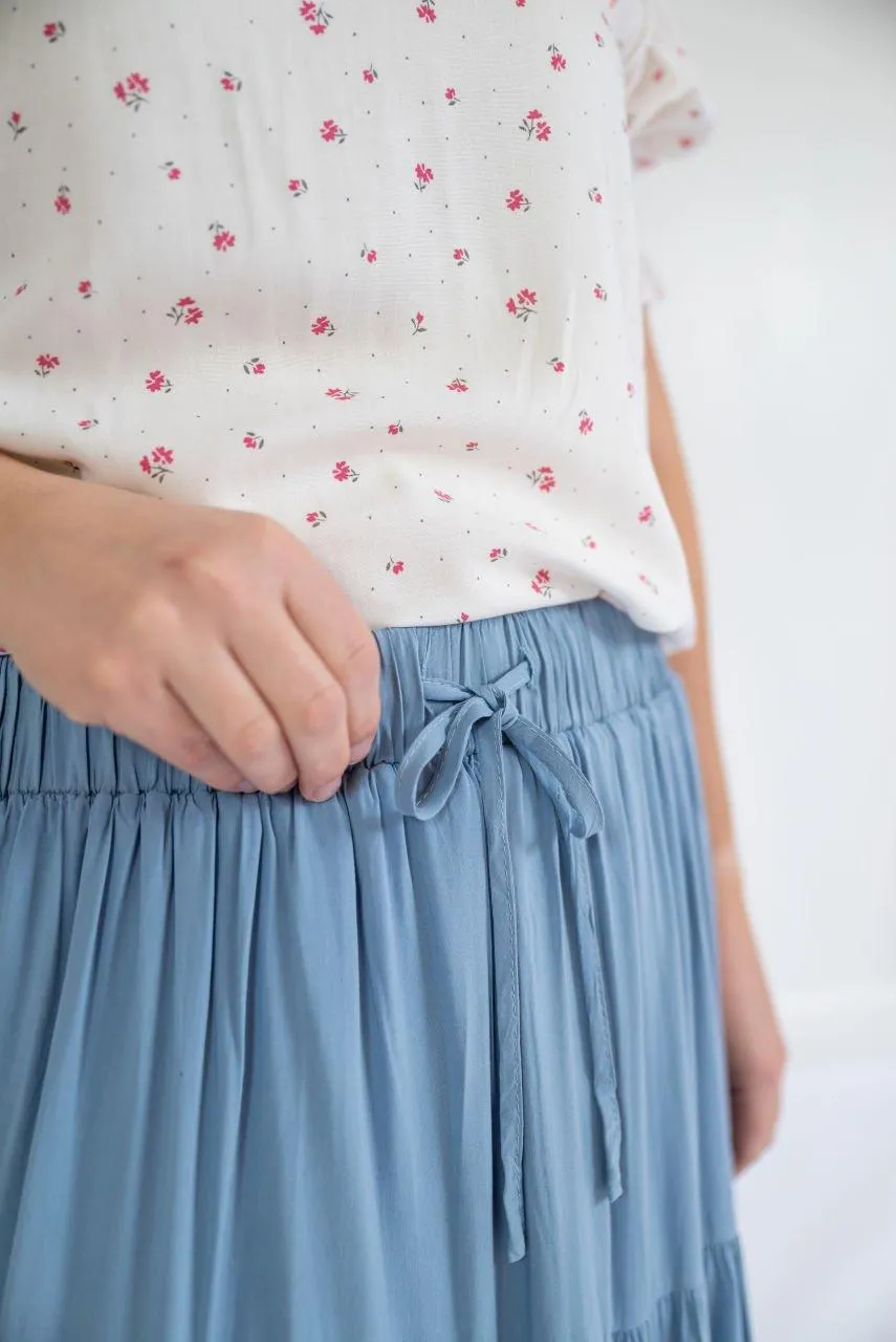 Raine Tiered Maxi Skirt in Cloud