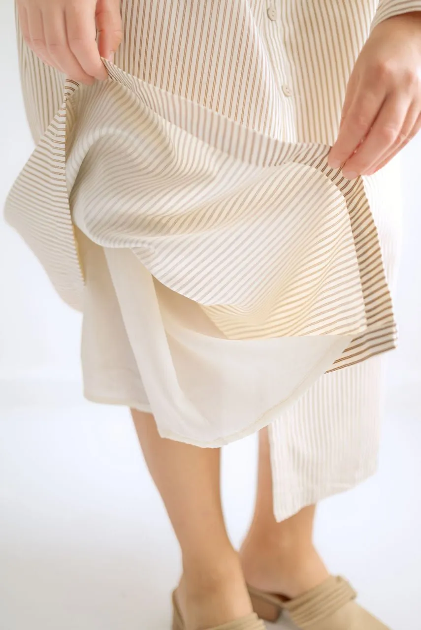 Reed Midi Dress in Caramel Stripes - FINAL SALE