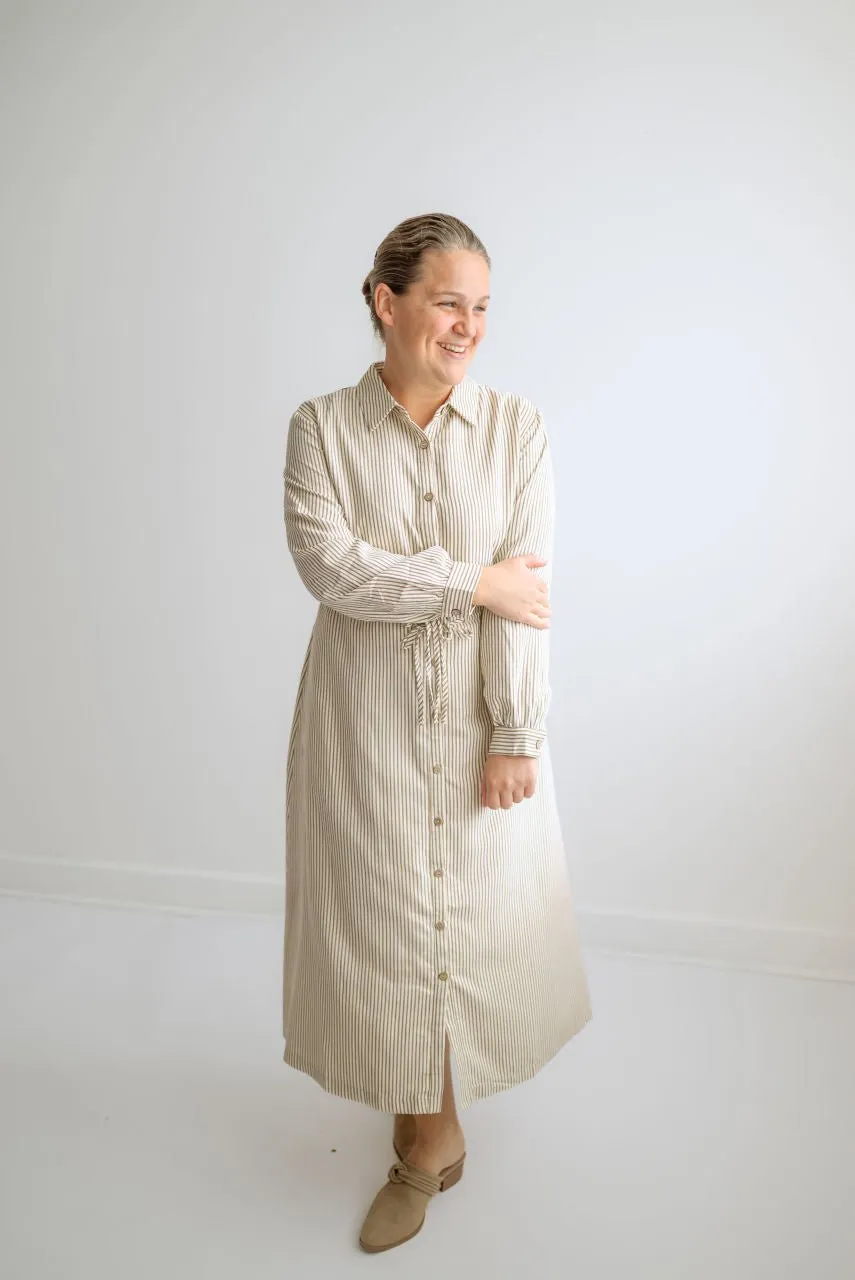 Reed Midi Dress in Caramel Stripes - FINAL SALE