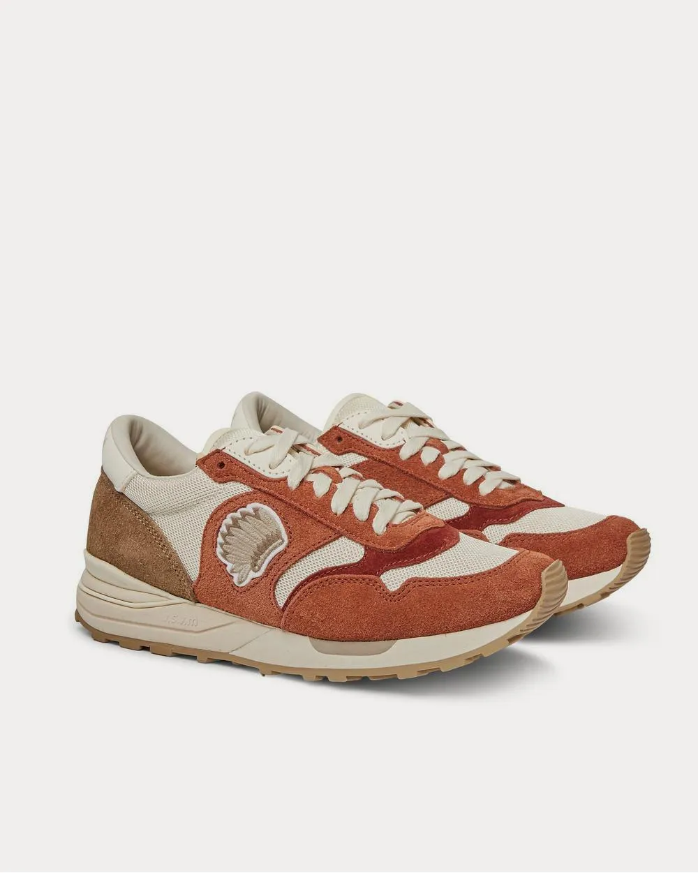 Roland Leather-Trimmed Suede and Mesh  Orange low top sneakers