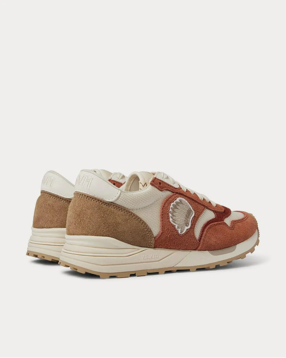 Roland Leather-Trimmed Suede and Mesh  Orange low top sneakers