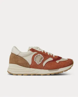 Roland Leather-Trimmed Suede and Mesh  Orange low top sneakers