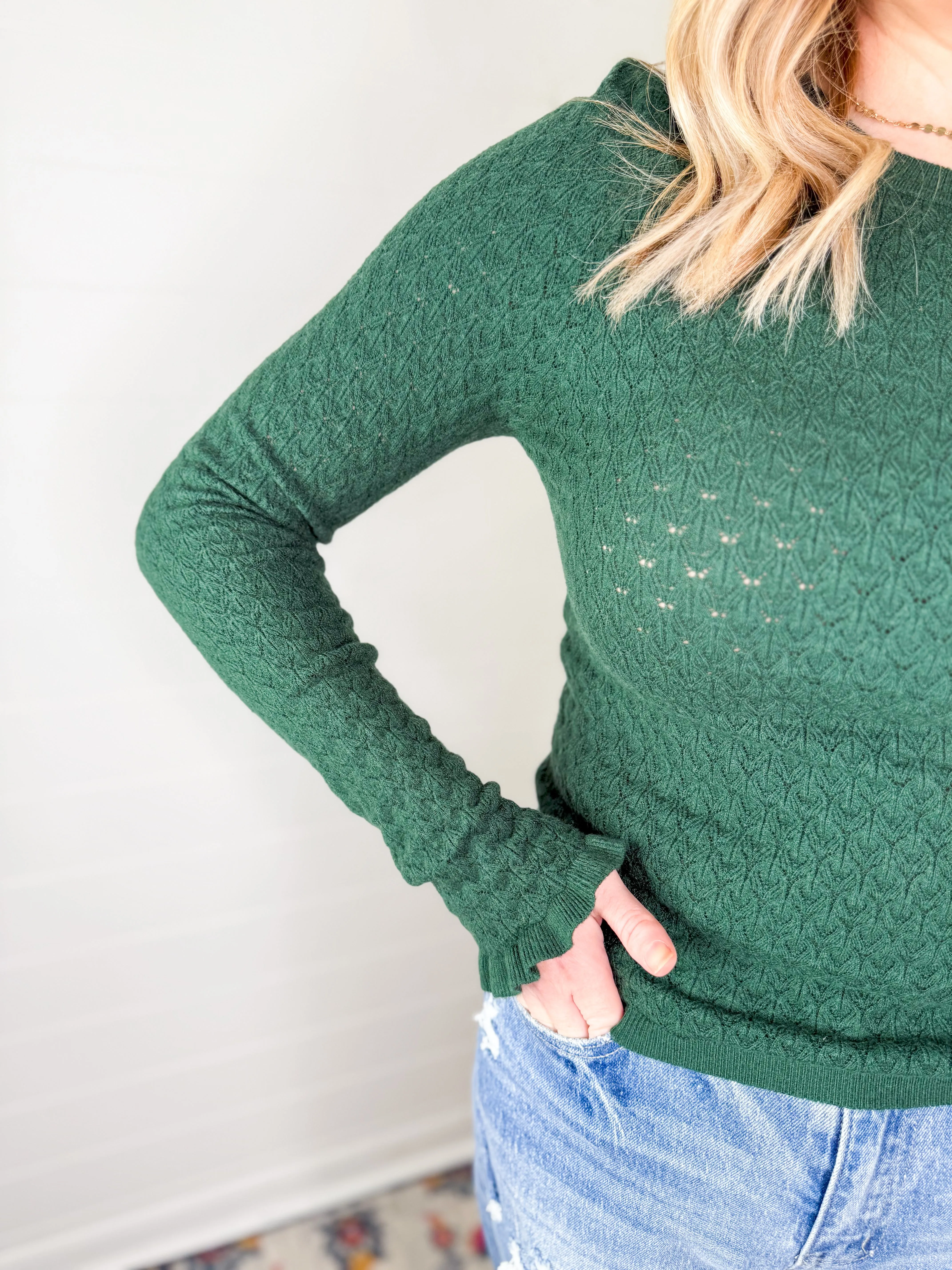 Ruffle Sleeve Knit Top