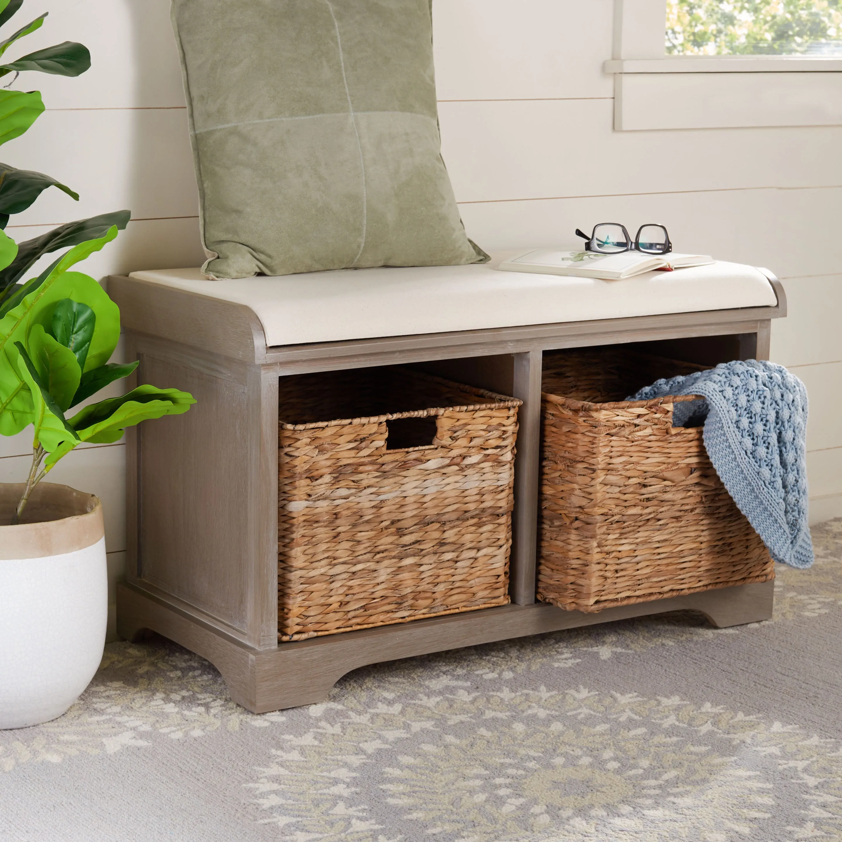 Safavieh Freddy Wicker Storage Bench , AMH5736