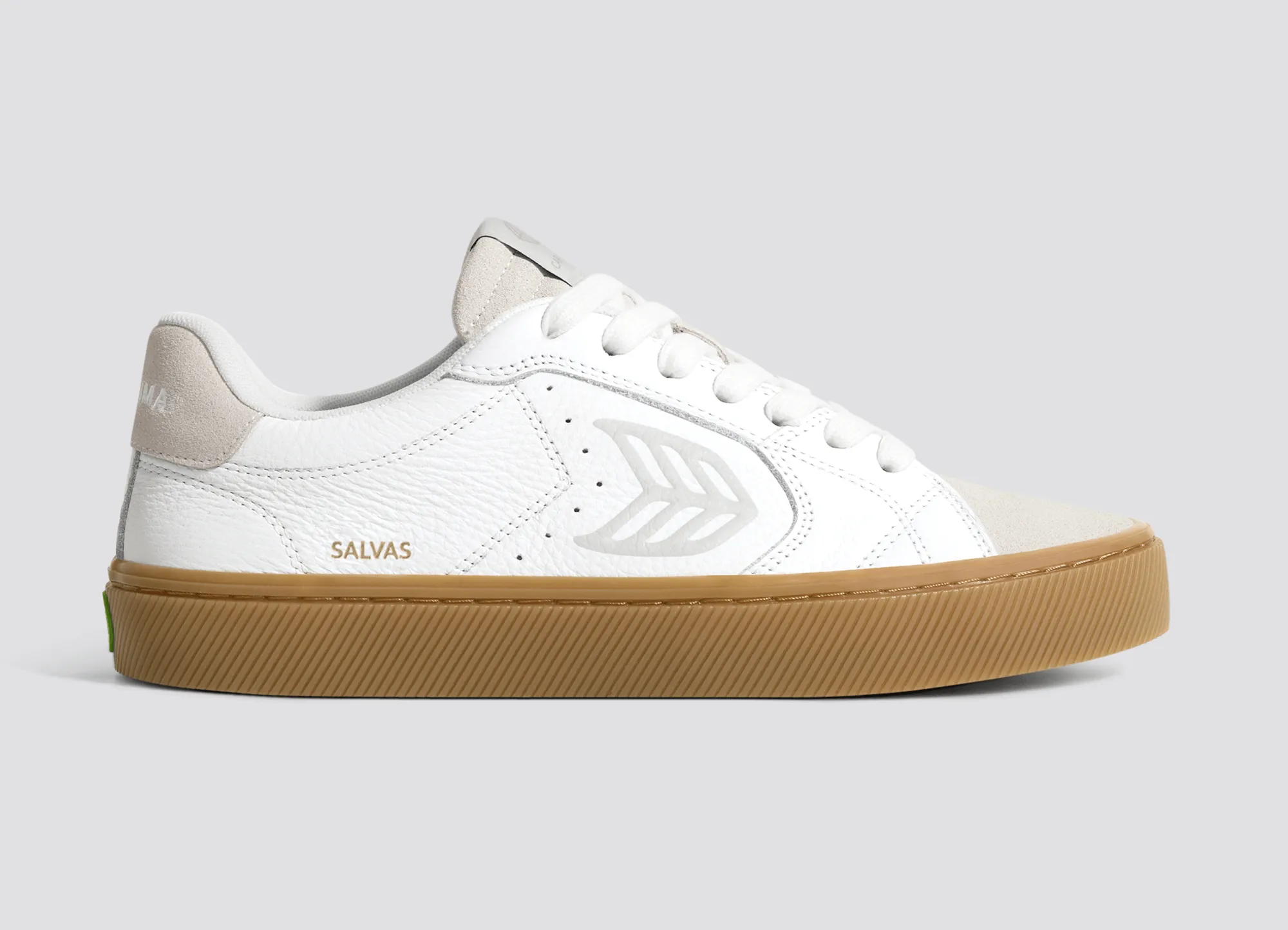 SALVAS Gum White Premium Leather Vintage White Suede Ice Logo Sneaker