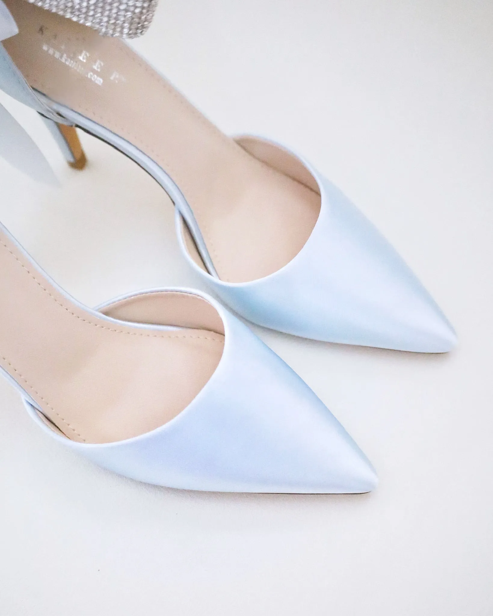 Satin Wedding Heels with Rhinestones Strap