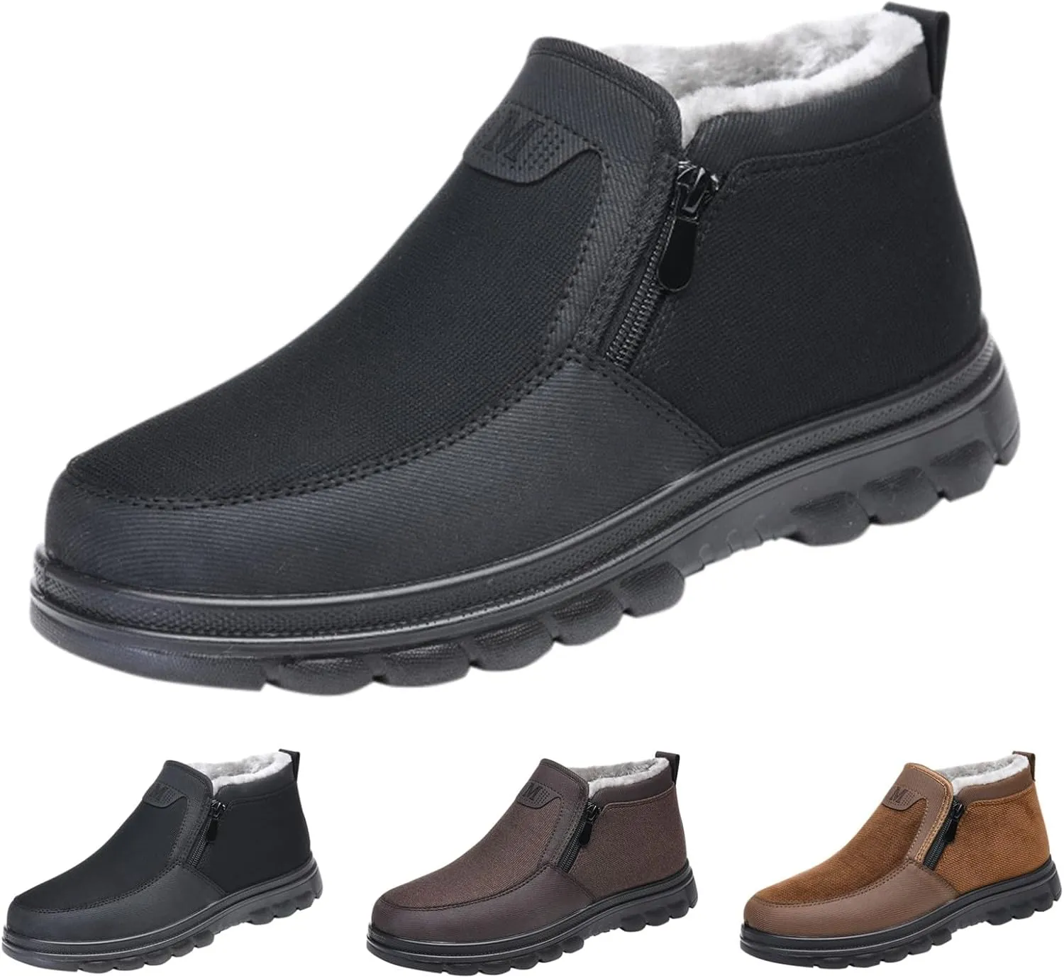 Snow Shoes For Men Plush Lined Side Zipper Walking Shoes Pull-on Hiking Boots Women aterproof Soft Casual Shoes
