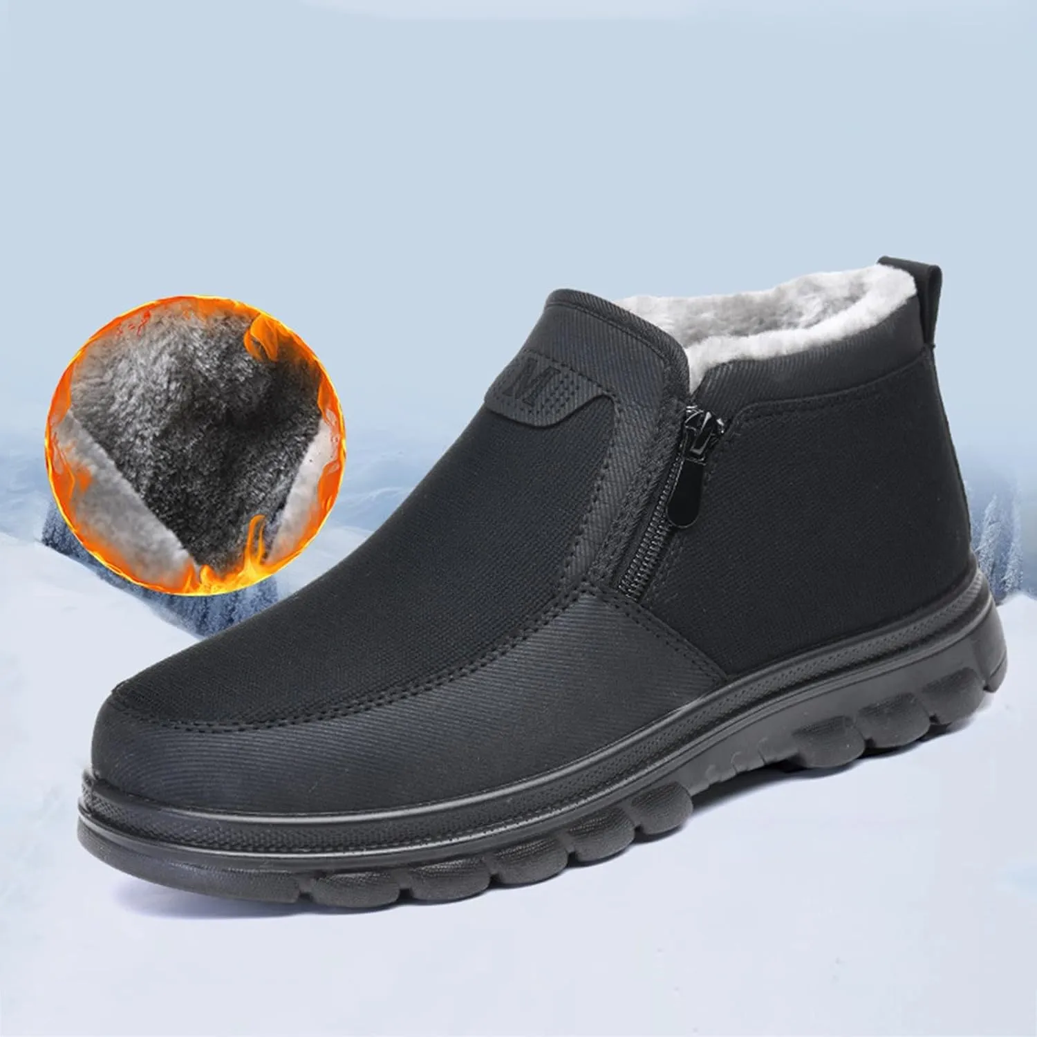 Snow Shoes For Men Plush Lined Side Zipper Walking Shoes Pull-on Hiking Boots Women aterproof Soft Casual Shoes