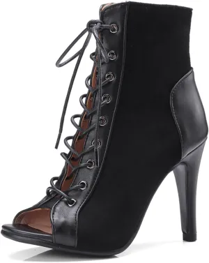 SWDZM Women's Latin Dance Shoes Peep Toe Ballroom Salsa Fashion Performance Wedding Party Ankle Dance Boots,Model QJW1052 1018