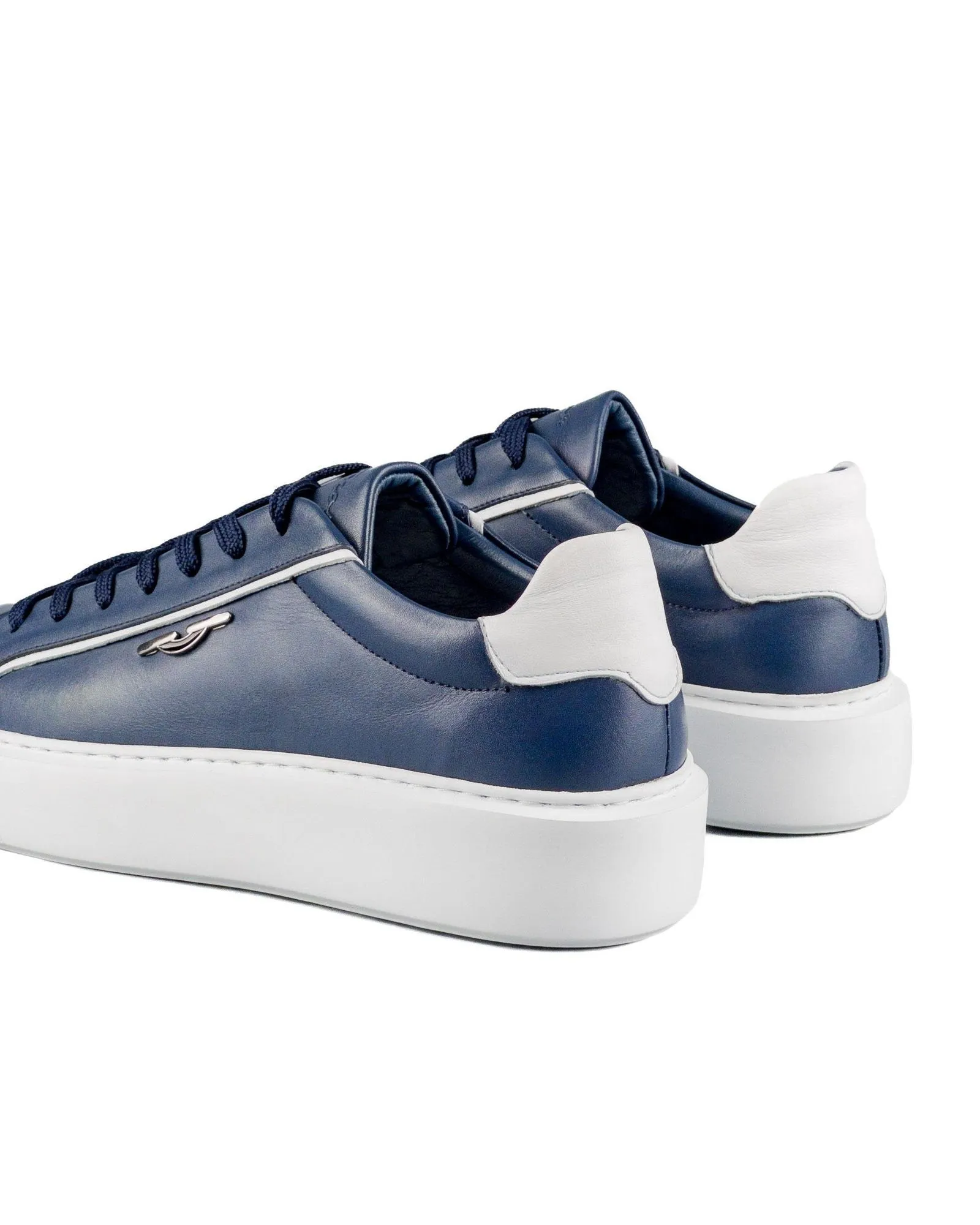 T-Evo Navy Blue and White Genuine Leather Men's Sport (Sneaker) Shoes