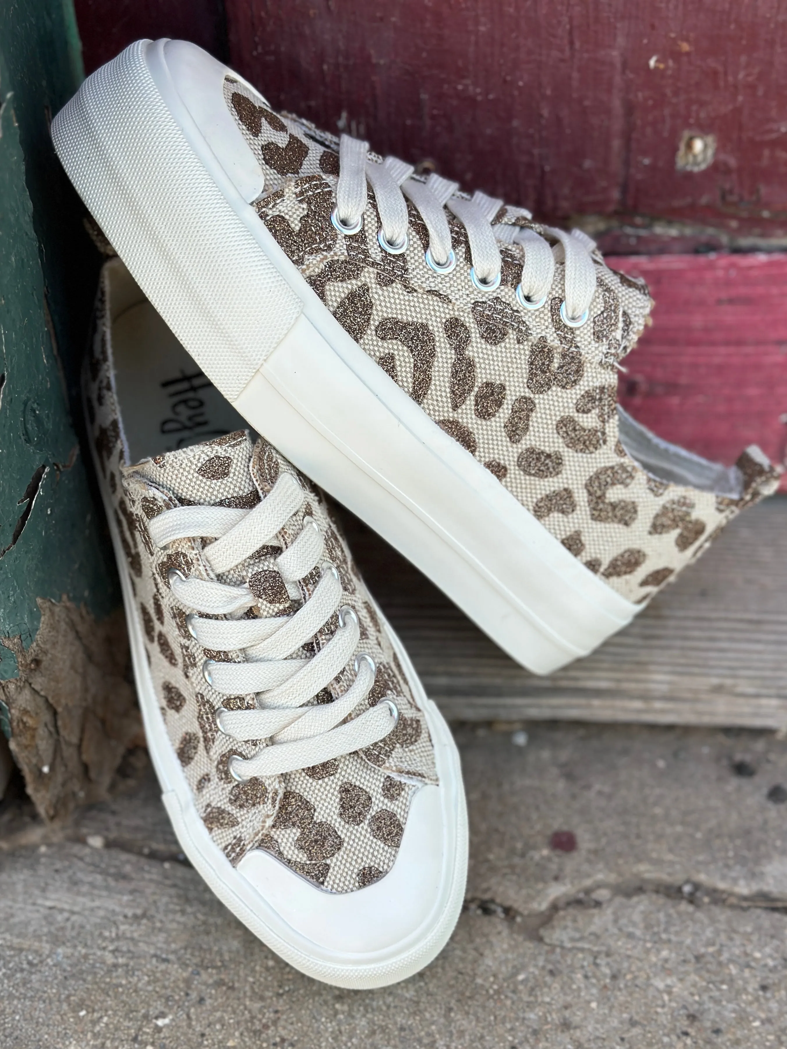 Take the Lead Tan Sparkle Leopard Sneaker by Corkys