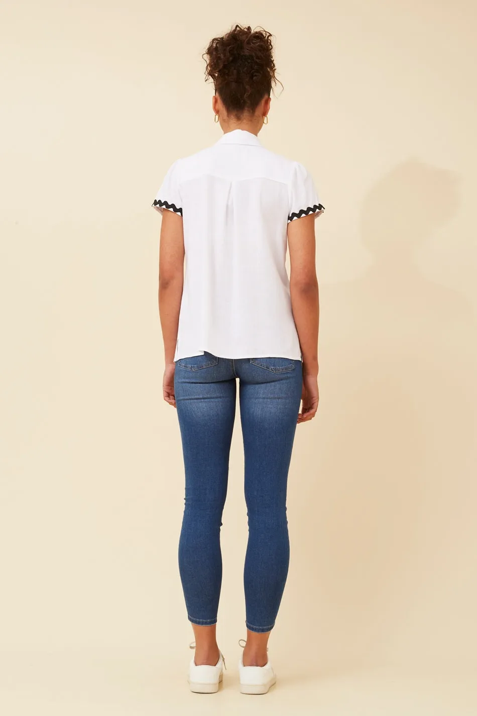 TANEKA RIC RAC LINEN BLEND SHIRT
