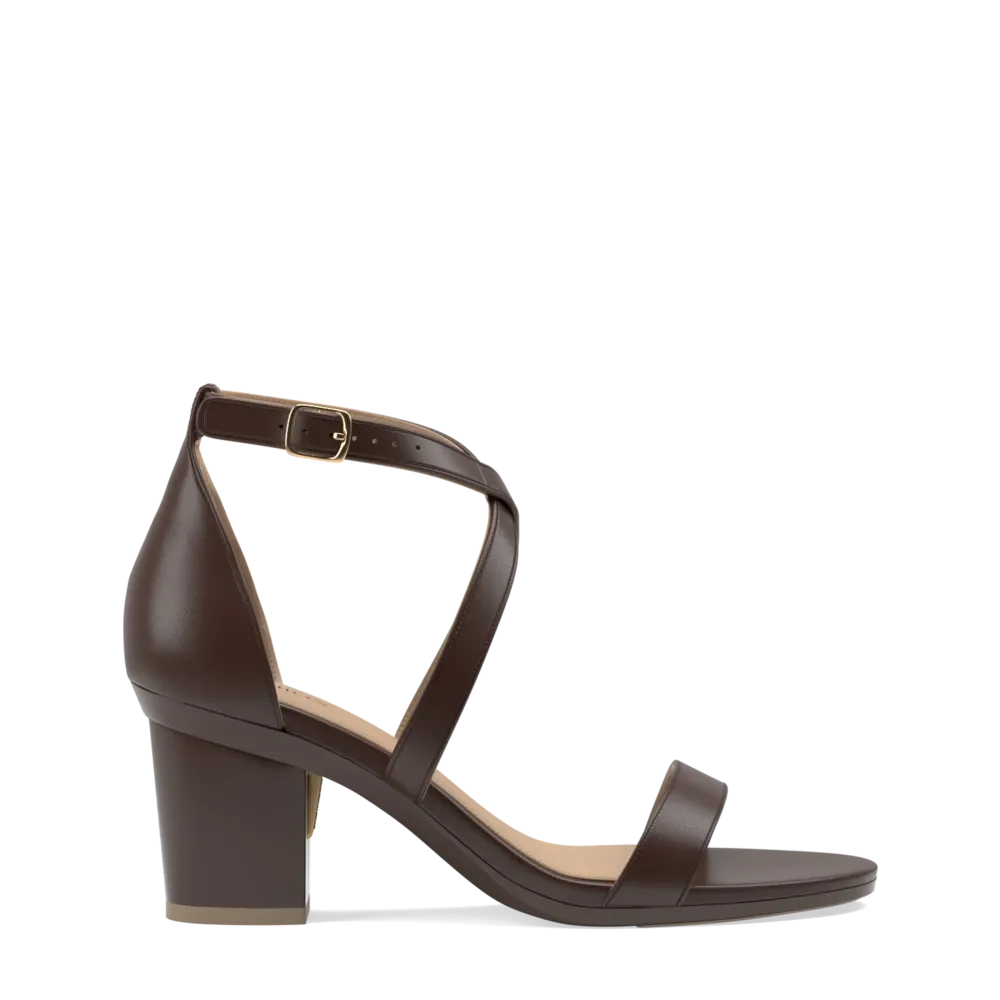 The Sandal - Cocoa Leather   Block Heel Kit 3 Cocoa - FINAL SALE