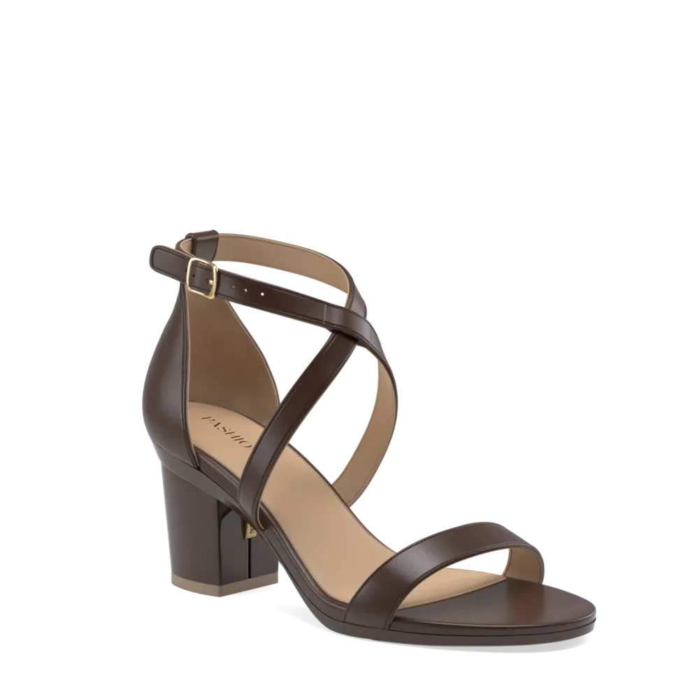 The Sandal - Cocoa Leather   Block Heel Kit 3 Cocoa - FINAL SALE