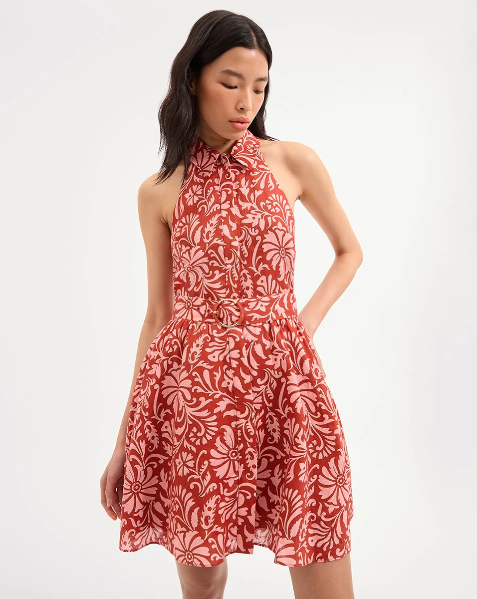 Veronica Beard Beau Dress in Dark Persimmon Flame/Rose Tan