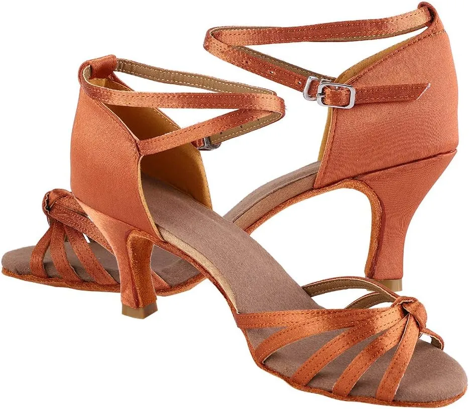VGEBY Salsa Practice Performance Dance Shoes, Latin Dance Shoes Satin Soft Comfortable Latin Shoes Dance ChA cha Shoe for Women
