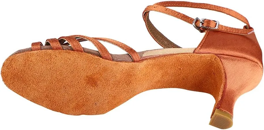 VGEBY Salsa Practice Performance Dance Shoes, Latin Dance Shoes Satin Soft Comfortable Latin Shoes Dance ChA cha Shoe for Women