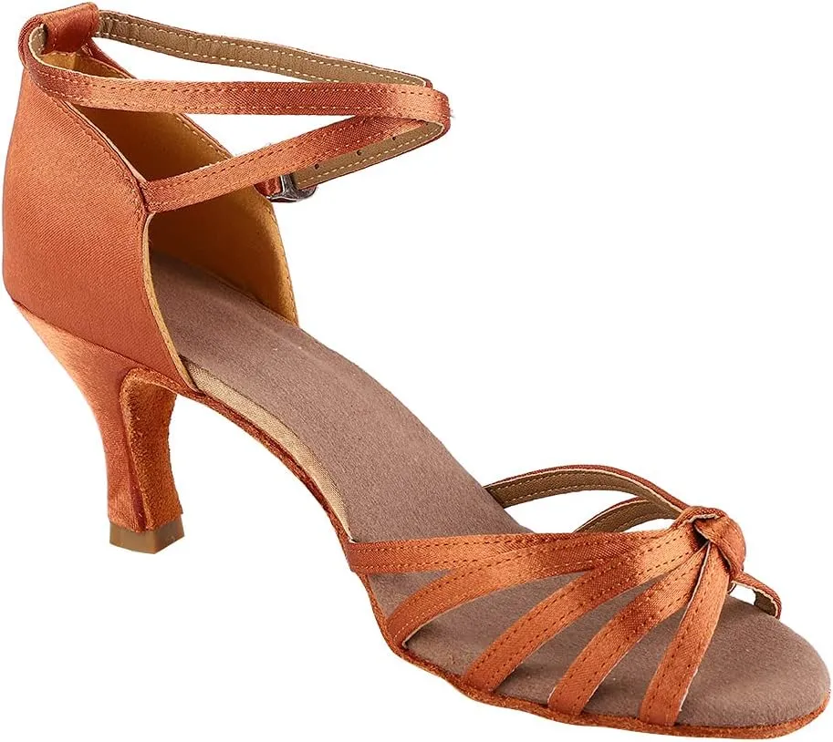 VGEBY Salsa Practice Performance Dance Shoes, Latin Dance Shoes Satin Soft Comfortable Latin Shoes Dance ChA cha Shoe for Women