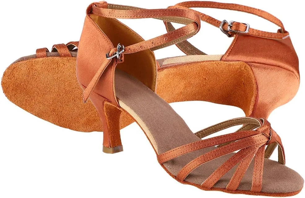 VGEBY Salsa Practice Performance Dance Shoes, Latin Dance Shoes Satin Soft Comfortable Latin Shoes Dance ChA cha Shoe for Women