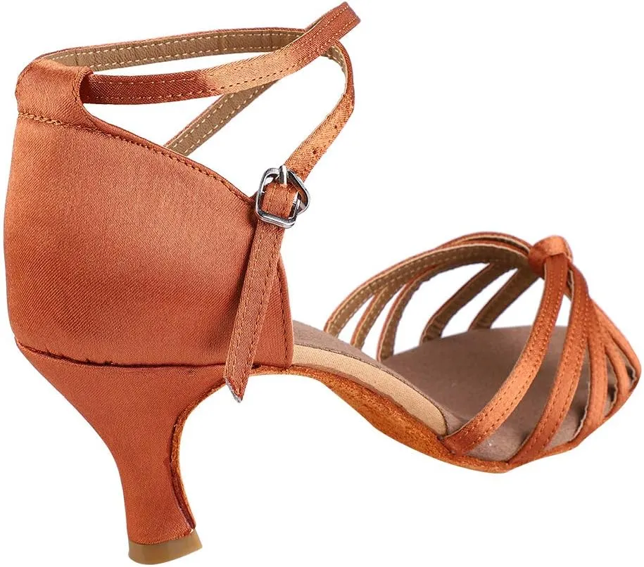 VGEBY Salsa Practice Performance Dance Shoes, Latin Dance Shoes Satin Soft Comfortable Latin Shoes Dance ChA cha Shoe for Women