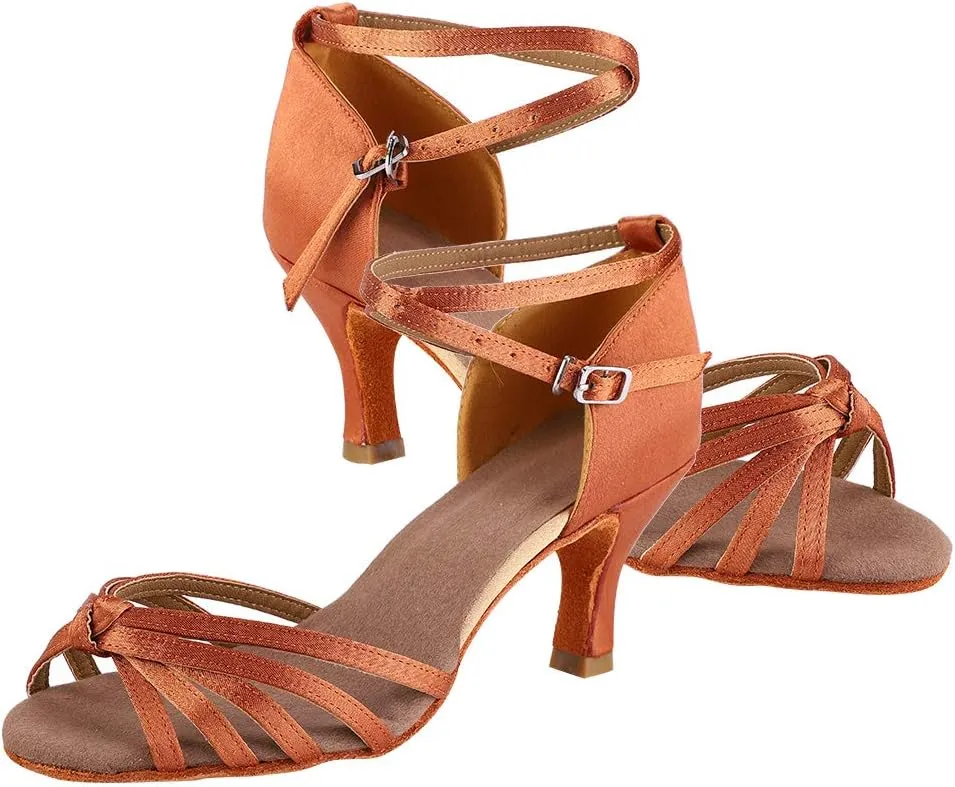 VGEBY Salsa Practice Performance Dance Shoes, Latin Dance Shoes Satin Soft Comfortable Latin Shoes Dance ChA cha Shoe for Women