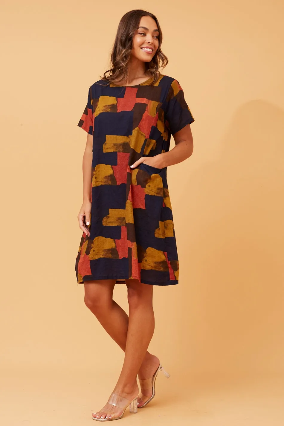 VINE ABSTRACT PRINT SHIFT DRESS