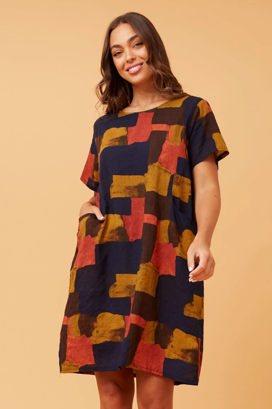 VINE ABSTRACT PRINT SHIFT DRESS