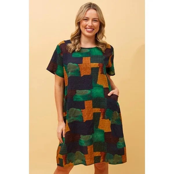 VINE ABSTRACT PRINT SHIFT DRESS