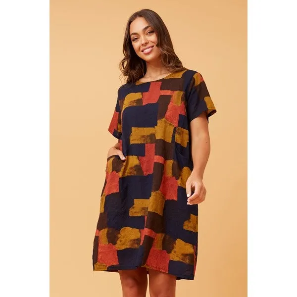 VINE ABSTRACT PRINT SHIFT DRESS