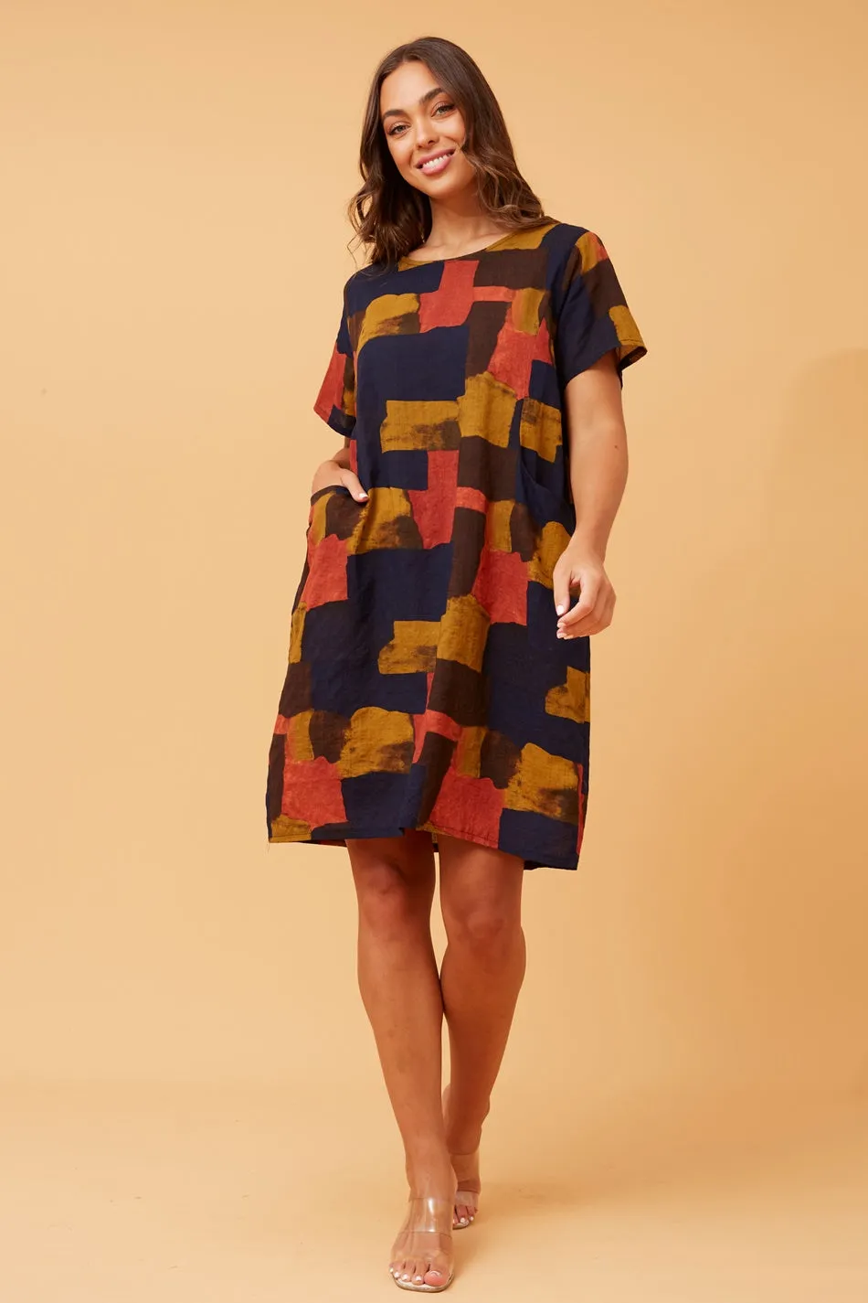 VINE ABSTRACT PRINT SHIFT DRESS