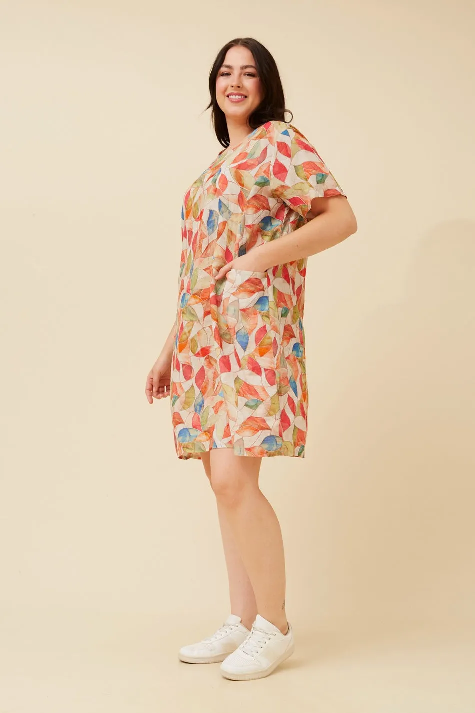 VINE LEAF PRINT SHIFT DRESS