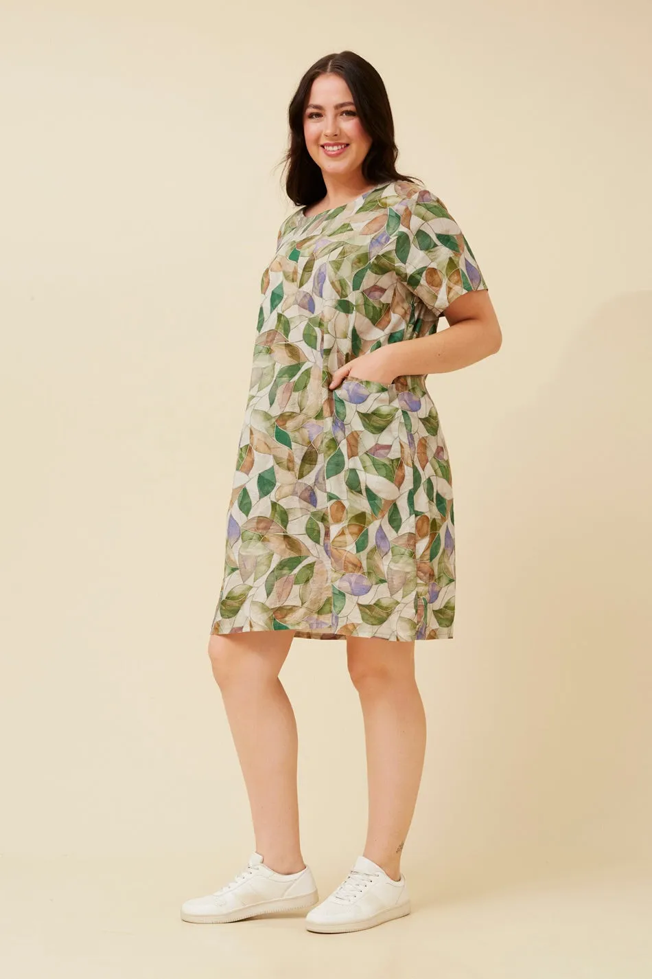 VINE LEAF PRINT SHIFT DRESS