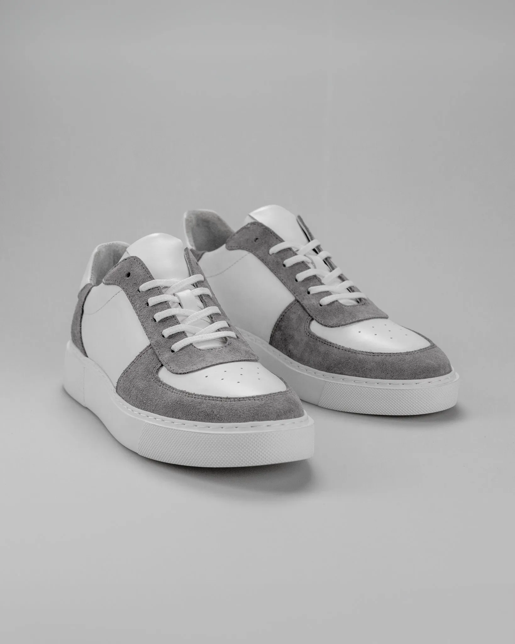 White & Gray Embossed Sneakers