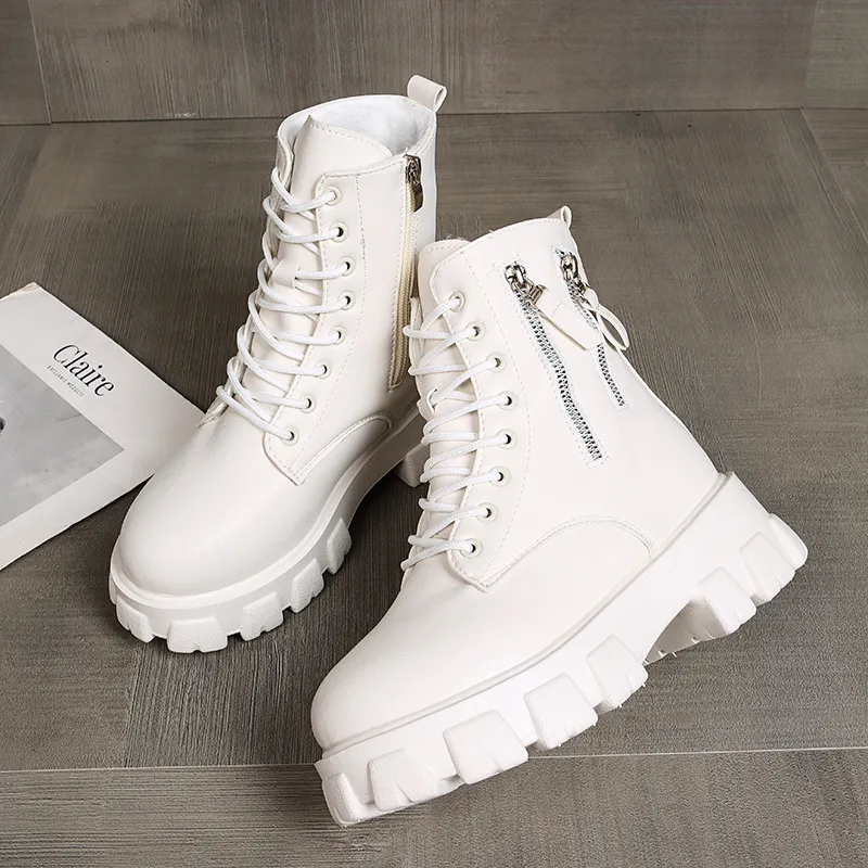 Women's ankle snow booties warm shoes with fur