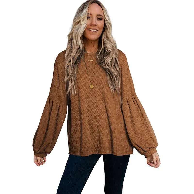 Women's European And American Loose Casual Style Puff Sleeve Top