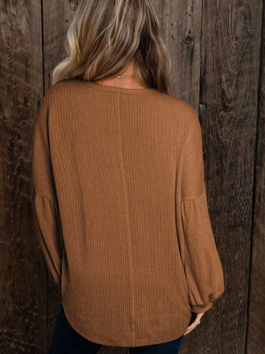 Women's European And American Loose Casual Style Puff Sleeve Top